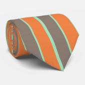 緑、グレー、オレンジのストライプパターン ネクタイ (ロール)