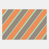 緑、グレー、オレンジのストライプパターン ラッピングペーパーシート (正面2)