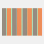 緑、グレー、オレンジのストライプパターン ラッピングペーパーシート (正面)