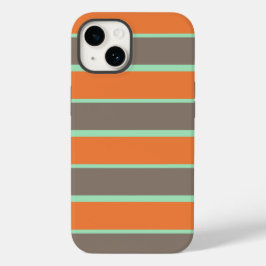 緑、グレー、オレンジのストライプパターン Case-Mate iPhone 14ケース