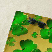 緑，シャムロック，金ゴールド，光沢，文字，サンタペトリック ビーチタオル (インサイチュ)