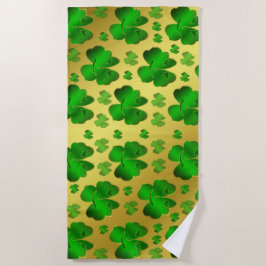 緑,シャムロック,金ゴールド,光沢,文字,サンタペトリック ビーチタオル