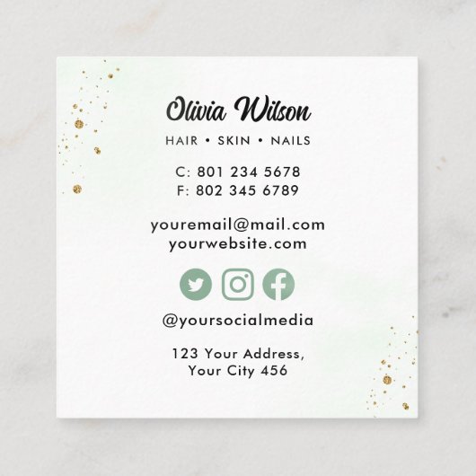 緑 スクエア名刺 (裏面)