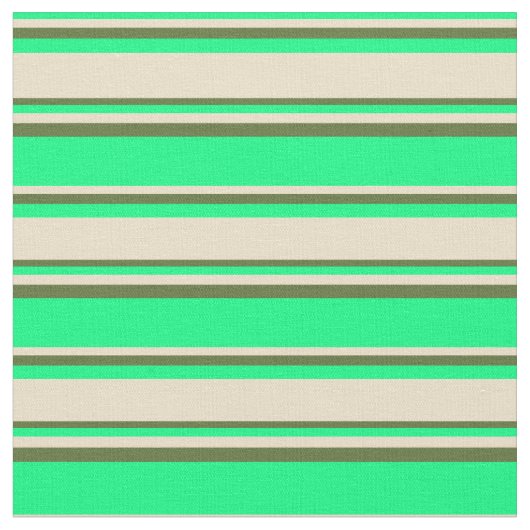 緑、タン、濃いオリーブ緑の色の線 ファブリック (クローズアップ)