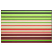 緑、タン、赤、黒の各ストライプ色 ファブリック (ファットクウォーター)