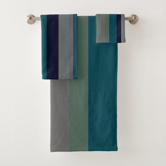 緑、ティール（緑がかった色）、ピンクの抽象芸術 バスタオルセット (インサイチュ)