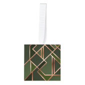 緑，ティール（緑がかった色）,ライム,金ゴールド,金ゴールド，黄金，幾何学的，パターン キューブオーナメント (正面)