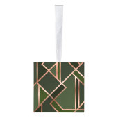 緑，ティール（緑がかった色）,ライム,金ゴールド,金ゴールド，黄金，幾何学的，パターン キューブオーナメント (右)