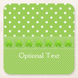 緑、ドット、シャムロック スクエアペーパーコースター