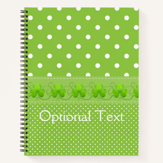 緑、ドット、シャムロック ノートブック (正面)
