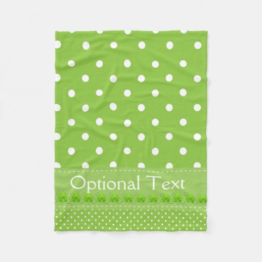 緑、ドット、シャムロック フリースブランケット (正面)
