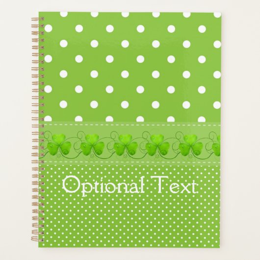 緑、ドット、シャムロック プランナー手帳 (正面)