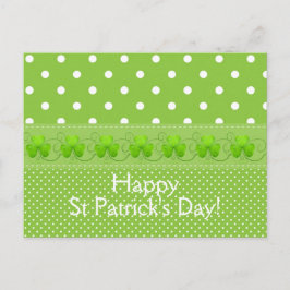 緑、ドット、シャムロック ポストカード