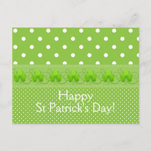 緑、ドット、シャムロック ポストカード (正面)