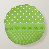 緑、ドット、シャムロック ラウンドクッション (裏面)