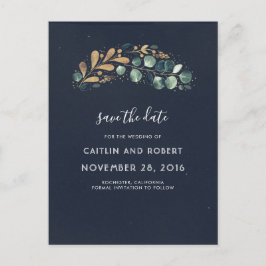 緑、ネイビーブルー、金ゴールドヴィンテージ保存日 案内ポストカード