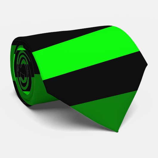 緑、ネオン緑および黒い横のストライプのタイ ネクタイ (ロール)