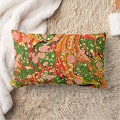 緑、ピンクの、オレンジ大理石の渦巻のLumbarの枕 ランバークッション (ブランケット)