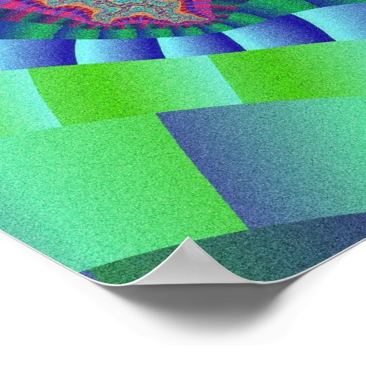 緑、ピンクカラフル、オレンジのフラクタル ポスター (角)