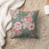 緑(ピンクフローラ) クッション (ブランケット)