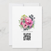 緑、ピンク、および黒のフローラ秋の結婚式 招待状 (裏面)