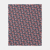 緑、ピンク、サンゴの羽毛パターン前面 フリースブランケット (正面)