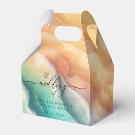 緑 ピンク 海岸 青 水彩 夏 日 フェイバーボックス