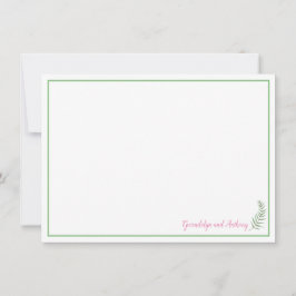 緑、ピンク、白ファーンパーソナライズされた 招待状