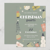 緑 ピンク 白 かわいい シンプルな クリスマス パーティー 招待状 (正面/裏面)
