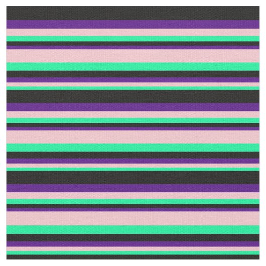 緑、ピンク、藍、および黒の線 ファブリック (クローズアップ)