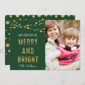 緑、フェイク金ゴールドメリー、明るいライト写真 シーズンカード (正面/裏面)