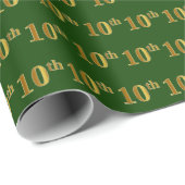 緑、フェイク金ゴールド10番目（10番目）のイベント ラッピングペーパー (ロールコーナー)