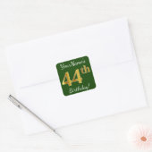 緑、フェイク金ゴールド44番目の誕生日+名前をカスタムする スクエアシール (封筒)