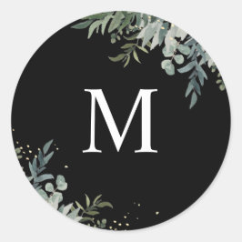 緑 |ブラックモノグラム封筒用シール ラウンドシール