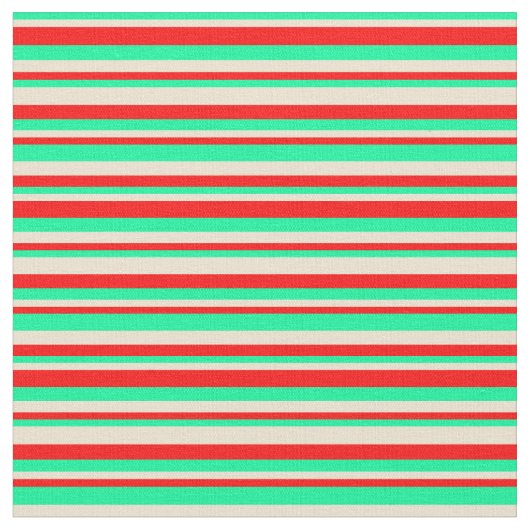 緑、ベージュ、赤の線の付いたパターン ファブリック (クローズアップ)