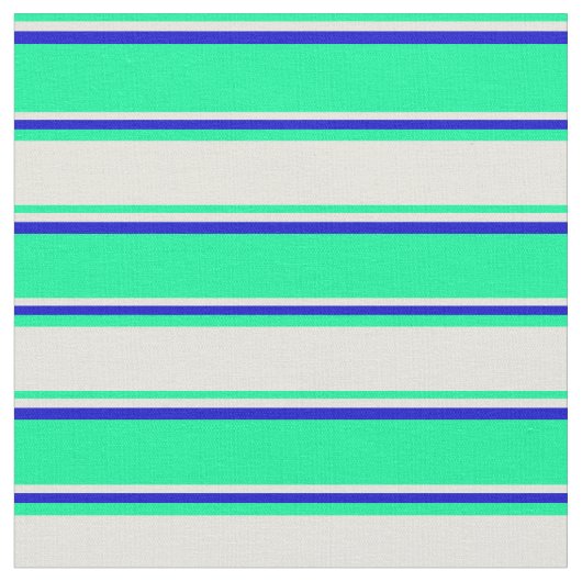 緑、ベージュ、青の線のパターン ファブリック (クローズアップ)