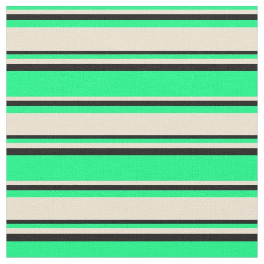 緑、ベージュ、黒の色の線 ファブリック (クローズアップ)