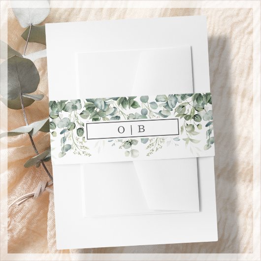 緑 |ホワイトモノグラム結婚ズ 招待状ベリーバンド