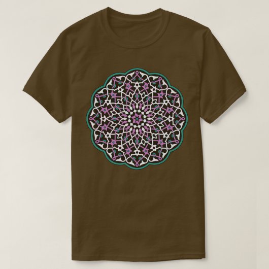 緑・マゼンタ・ピンク・白の円模様ベクトルアート Tシャツ (デザイン正面)