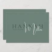 緑 | モダン エレガント ミニマル QRコード ダウンロード 招待状 (正面/裏面)