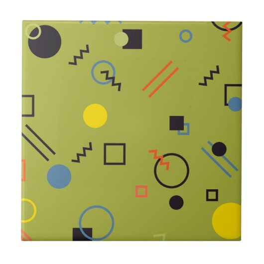 緑、モダン、カッコいい、トレンディー、都市、メンフィスのパターン タイル (正面)