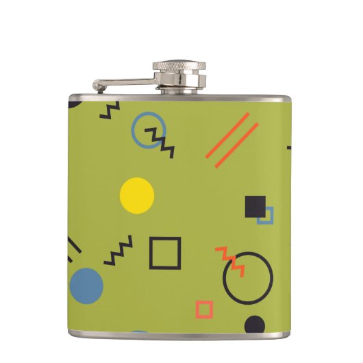 緑、モダン、カッコいい、トレンディー、都市、メンフィスのパターン フラスク (正面)