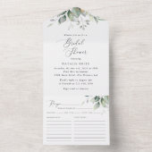 緑，ユーカリ葉ス，ボホ，ブライダルシャワー オールインワン招待状 (内側)