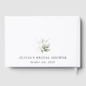 緑，ユーカリ葉ス，ボホ，ブライダルシャワー ゲストブック (裏面)