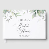 緑，ユーカリ葉ス，ボホ，ブライダルシャワー ゲストブック (正面)