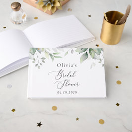 緑，ユーカリ葉ス，ボホ，ブライダルシャワー ゲストブック