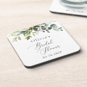 緑，ユーカリ葉ス，ボホ，ブライダルシャワー コースター (左側)