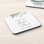 緑,ユーカリ葉ス,ボホ,ブライダルシャワー コースター (左側)