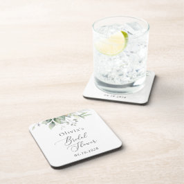 緑，ユーカリ葉ス，ボホ，ブライダルシャワー コースター