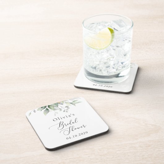 緑,ユーカリ葉ス,ボホ,ブライダルシャワー コースター (右側)